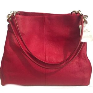NWT Coach Madison Phoebe Classic Red Leather Shoulder Handbag F35723